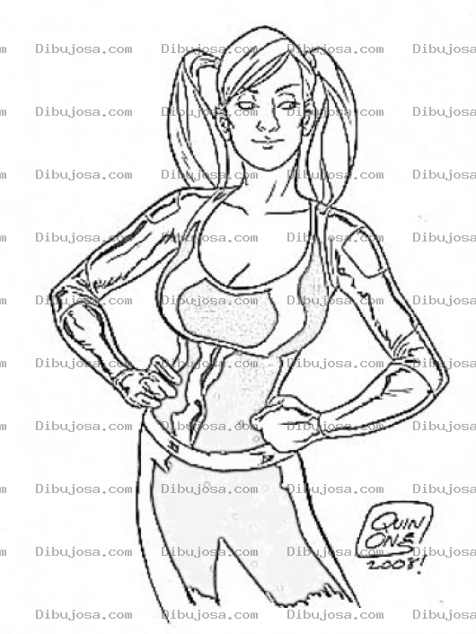 Dibujo para colorear Mujer Con Traje De Cuero Para Colorear