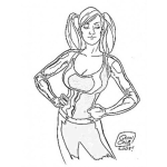 Dibujo para colorear Mujer Con Traje De Cuero Para Colorear