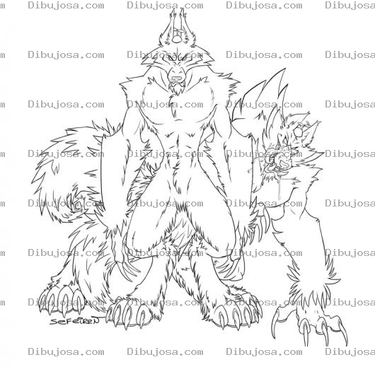 Dibujo para colorear Lobos Moustruos Para Pintar Y Colorear Moustruos Lobos Dibujo De Lobosmoustruos Moustruoslobos