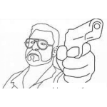 Dibujo para colorear Postolero Zurdo Dibujo De Un Hombre Zurdo Con Pistola En Su Mano Izquierda Para Pintar Y Colorear Hombre Apuntando Con Un Arma