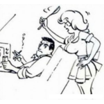 Dibujo para colorear Dibujo De Mujer Alegando Y Reclamandole Al Marido Que No Deja De Ver La Television Para Pintar Y Colorear