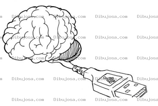 Dibujo para colorear Cerebrousb Dibujo De Memoria Usb Cerebro Con Cable De Usb Para Pintar Y Colorear Usbcerebro