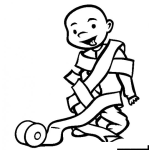 Dibujo para colorear Nino Enredado En Papel Higienico Para Pintar Y Colorear Un Rollo De Papel Toilet Desperdiciado