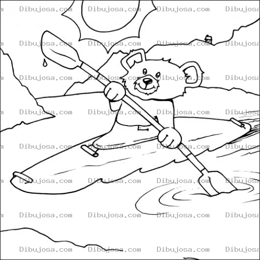 Dibujo para colorear Osito En Kayak Para Pintar Y Colorear Oso En Cayak