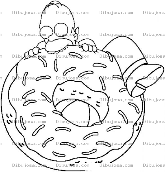 Dibujo para colorear Dona Gigante Dibujo De Homero Simpson Comiendose Una Dona Enorme Para Colorear A Una Superdona