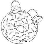 Dibujo para colorear Dona Gigante Dibujo De Homero Simpson Comiendose Una Dona Enorme Para Colorear A Una Superdona