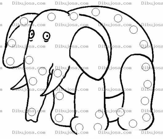 Dibujo para colorear Elefante Con Mots Rosadas Para Pintar Y Colorear