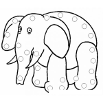 Dibujo para colorear Elefante Con Mots Rosadas Para Pintar Y Colorear