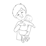 Dibujo para colorear Colorear a un Papa cargando a su bebe