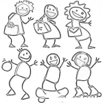 Dibujo para colorear Dibujo De Ninos Felices Para Colorear