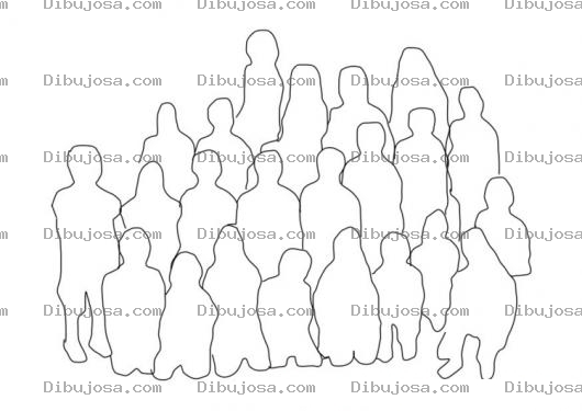 Dibujo para colorear Dibujo De Un Grupo De Gente Para Pintar Silueta De Personas Para Colorear