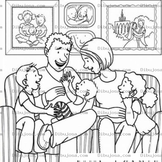 Dibujo para colorear Dibujo De Una Familia Feliz Dibujo De Papa Y Mama Pasando Tiempo De Calidad Y Compartiendo Con Sus Hijos En La Sala De Su Casa Para Pintar Y Colorear