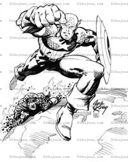 Dibujo para colorear Dibujo De Capitan America Sobre El Mundo Para Colorear