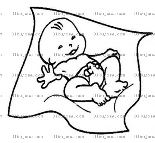 Dibujo para colorear Dibujo De Un Bebe Feliz En Una Colchita Para Pintar Y Colorear Bebito En Manta