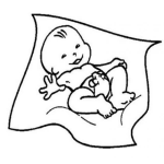 Dibujo para colorear Dibujo De Un Bebe Feliz En Una Colchita Para Pintar Y Colorear Bebito En Manta