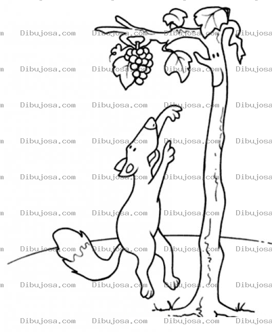 Dibujo para colorear La Zorra Y Las Uvas Para Pintar Y Colorear