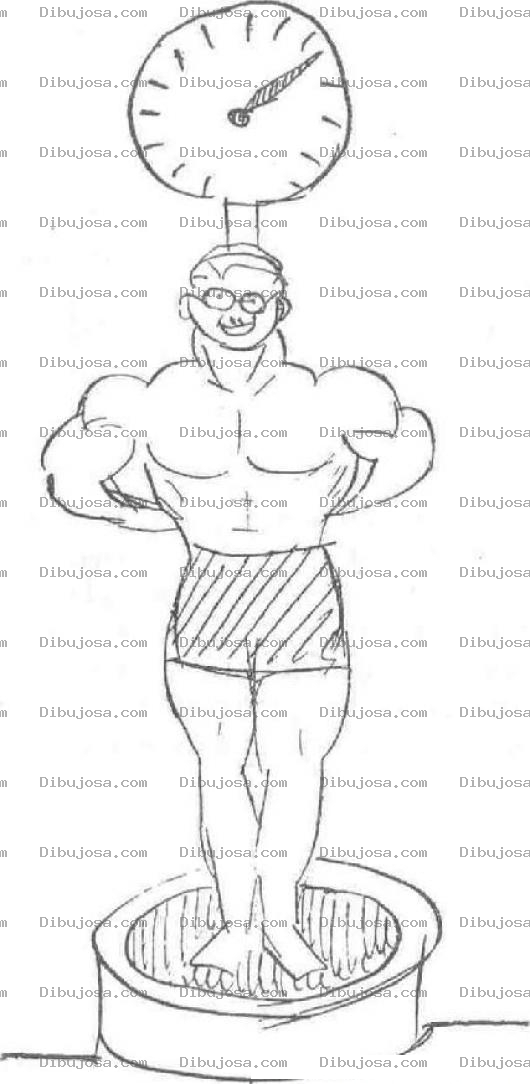 Dibujo para colorear Pesaje Dibujo De Un Hombre De 100 Kilogramos Pesandose En Una Pesa Analoga