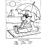 Dibujo para colorear Dibujo Para Pintar Por Numeros En Ingles Una Perrita En La Playa 1rojo 2amarillo 3verde 4azul 5naranja 6cafe 7morado 8rosado Y 9gris