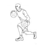 Dibujo para colorear Colorear jugador de basquet rebotando 2 pelotas