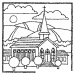 Dibujo para colorear Dibujo De Una Iglesia Catolica En Las Montanas Para Pintar Y Colorear