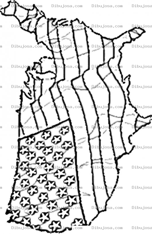 Dibujo para colorear Mapa De Estados Unidos Con Forma De Bandera De Estadosunidos Para Pintar Y Colorear