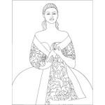Dibujo para colorear Dibujo De Princesa Con Vestido Floreado Elegante Para Pintar Y Colorear