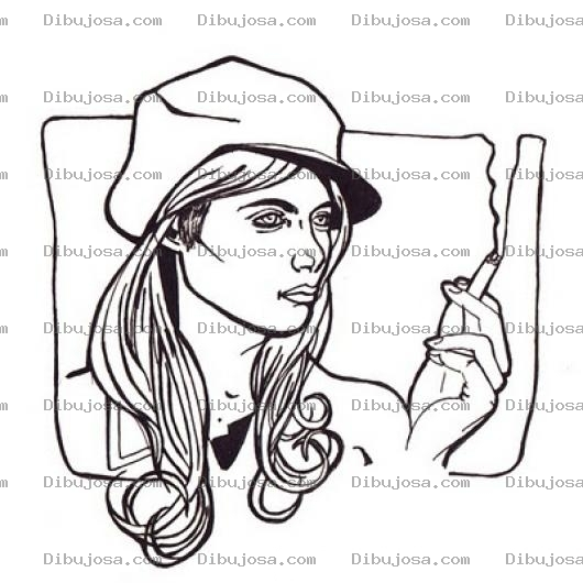 Dibujo para colorear Dibujo De Mujer Fumadora Para Pintar Y Colorear Chica Rubia Con Un Cigarro Sosteniendo Un Cigarrillo En Su Mano