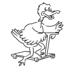 Dibujo para colorear Dibujo De Pato En Patineta Para Pintar Y Colorear Pato En Monopatin