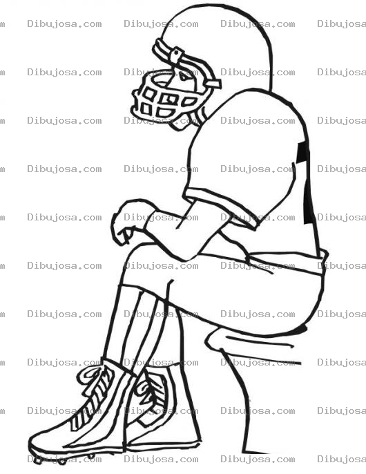 Dibujo para colorear Jugador De Futbolamericano Sentado En Banca Para Pintar Y Colorear