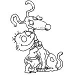 Dibujo para colorear Dibujo De Carlitos De Los Rugrats Con Su Perro Para Pintar Y Colorear