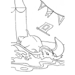Dibujo para colorear Dibujo De Dumbo Aterrizando En El Agua Para Pintar Y Colorear
