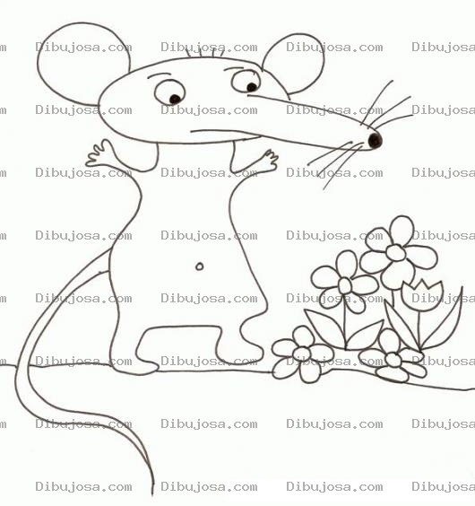 Dibujo para colorear Dibujo De Raton Con Flores Para Pintar Y Colorear