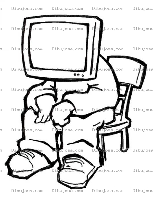 Dibujo para colorear Hombre Con Cara De Televisor Para Pintar Y Colorear Hombretv Esperando Sentado En Una Silla