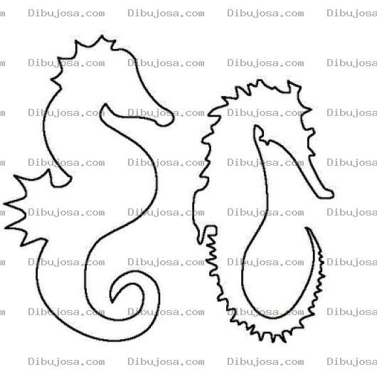 Dibujo para colorear Caballito De Mar Y Yegua De Mar Para Pintar Y Colorear