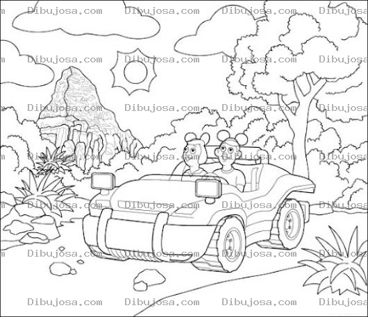 Dibujo para colorear Dibujo De Un Paseo En Carro Por Tikal Para Pintar Y Colorear Turistas Visitando Guatemala Por El Baktun 13
