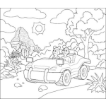 Dibujo para colorear Dibujo De Un Paseo En Carro Por Tikal Para Pintar Y Colorear Turistas Visitando Guatemala Por El Baktun 13