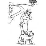 Dibujo para colorear Dibujo De Mujer Paseando A Un Perro Para Pintar Y Colorear