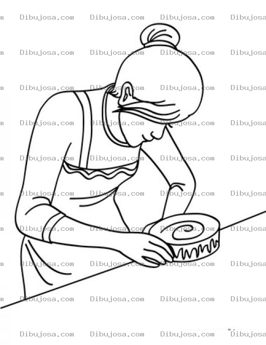Dibujo para colorear Dibujo De Mujer Con Una Lata De Atun Para Pintar Y Colorear