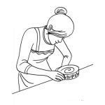 Dibujo para colorear Dibujo De Mujer Con Una Lata De Atun Para Pintar Y Colorear