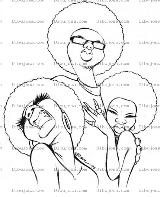 Dibujo para colorear Negrito Mujeriego Dibujo De Kalimba Con Dos Negritas Afro Para Pintar Y Colorear