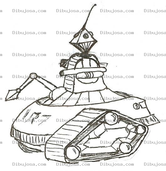 Dibujo para colorear Tanquerobot Dibujo De Un Robot Tanque Para Pintar Y Colorear Robottanque Con Llantas De Oruga