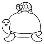 Dibujo para colorear Dibujo De Mama Tortuga Con Su Hija Tortuguita Para Pintar Y Colorear