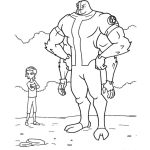 Dibujo para colorear Ben10 Con Moustruo De 4 Brazos Para Colorear