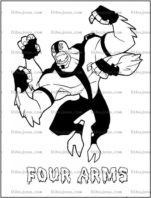 Dibujo para colorear 4 Brazos De Ben 10 Para Colorear