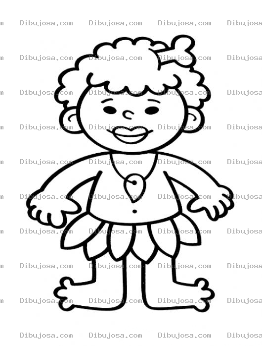 Dibujo para colorear Dibujo De Nino Africanito Con Un Hueso En El Pelo Para Pintar Y Colorear Negrito De Africa
