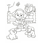 Dibujo para colorear Colorear Nina Con Animalitos De Granja