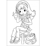 Dibujo para colorear Dibujo De Chica Rubia De Precious Moments Hablando Por Celular Para Colorear