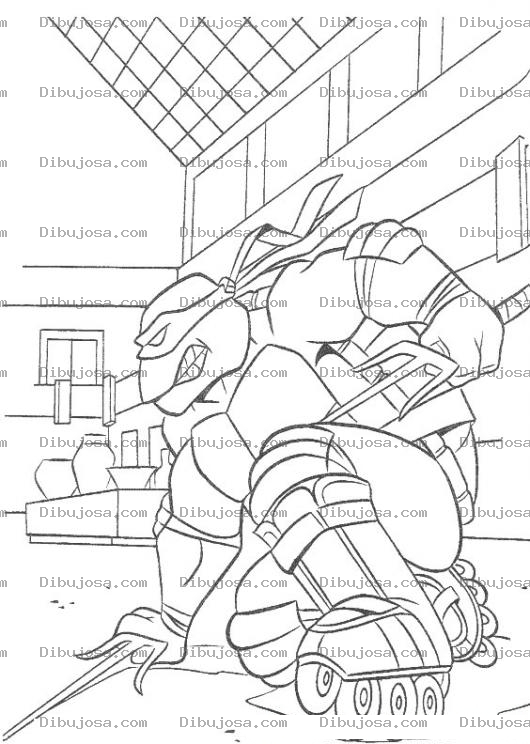 Dibujo para colorear Colorear Tortuga Ninja con Patines