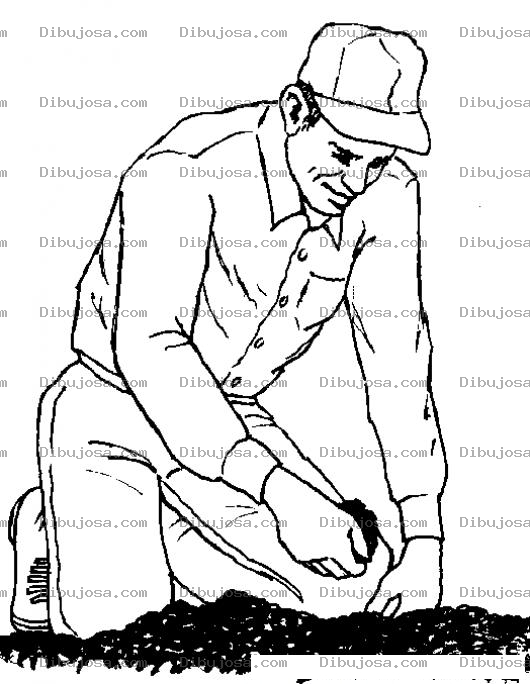 Dibujo para colorear Dibujo De Jardinero Sembrando Con Las Manos Para Colorear