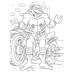 Dibujo para colorear Colorear tortuga ninja en moto